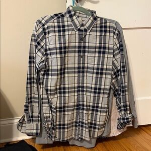 J. Crew Navy and White Plaid Casual Shirt